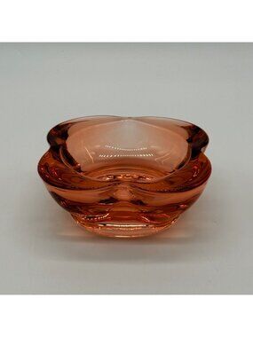 Vtg. MCM Pink Peach Art Glass Bowl Trinket Or Ashtray 5" Mid-Century Decor